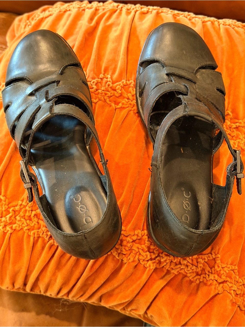 b.o.c. Black Leather Mary Jane Heels with Buckle